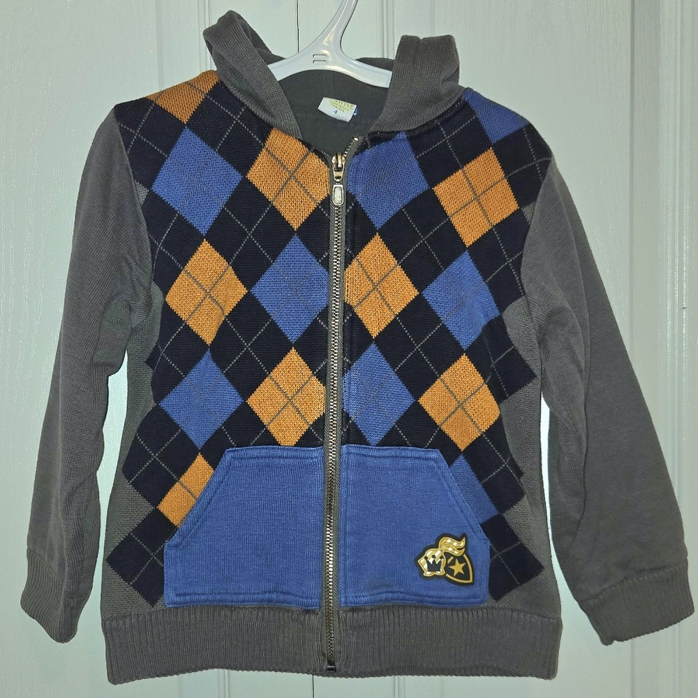 Size 4 Boys Argyle Warm Hoodie - Please Mum
